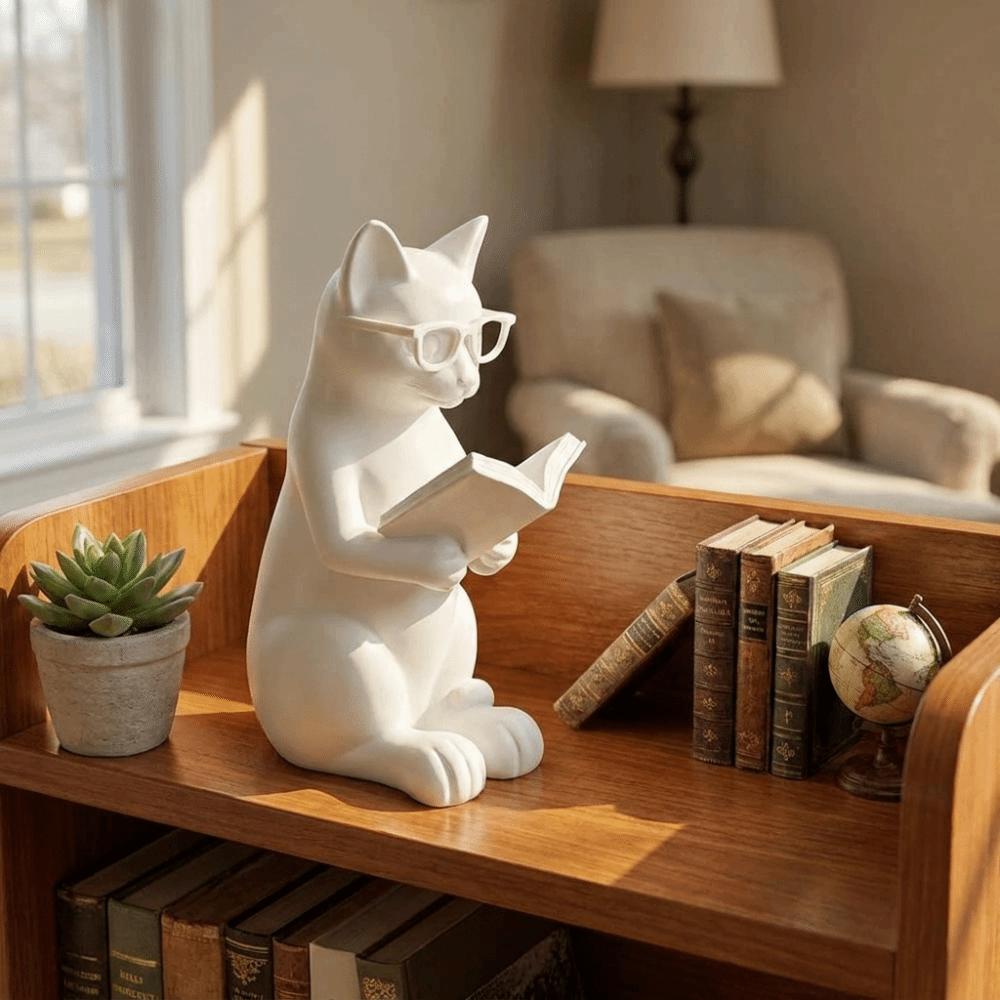 Artistic Cat Sculpture Plastic Glasses Cat Statue Cute Desktop Statue Desktop Decor