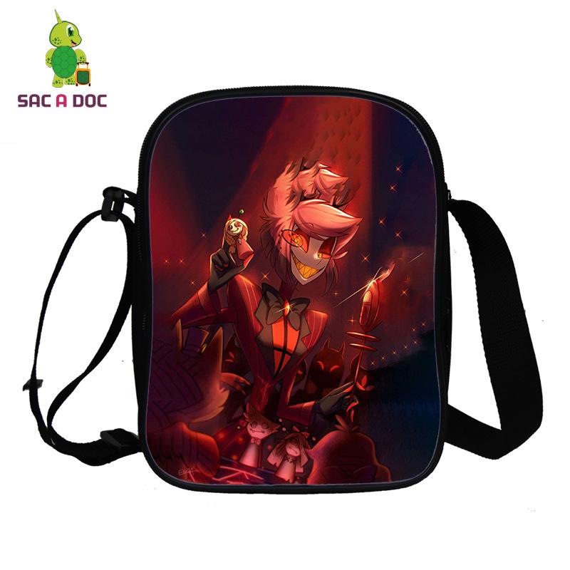 Hell Inn Animation Peripheral Crossbody Student School Bag 3D Full Color Printing Double Shoulder Bag