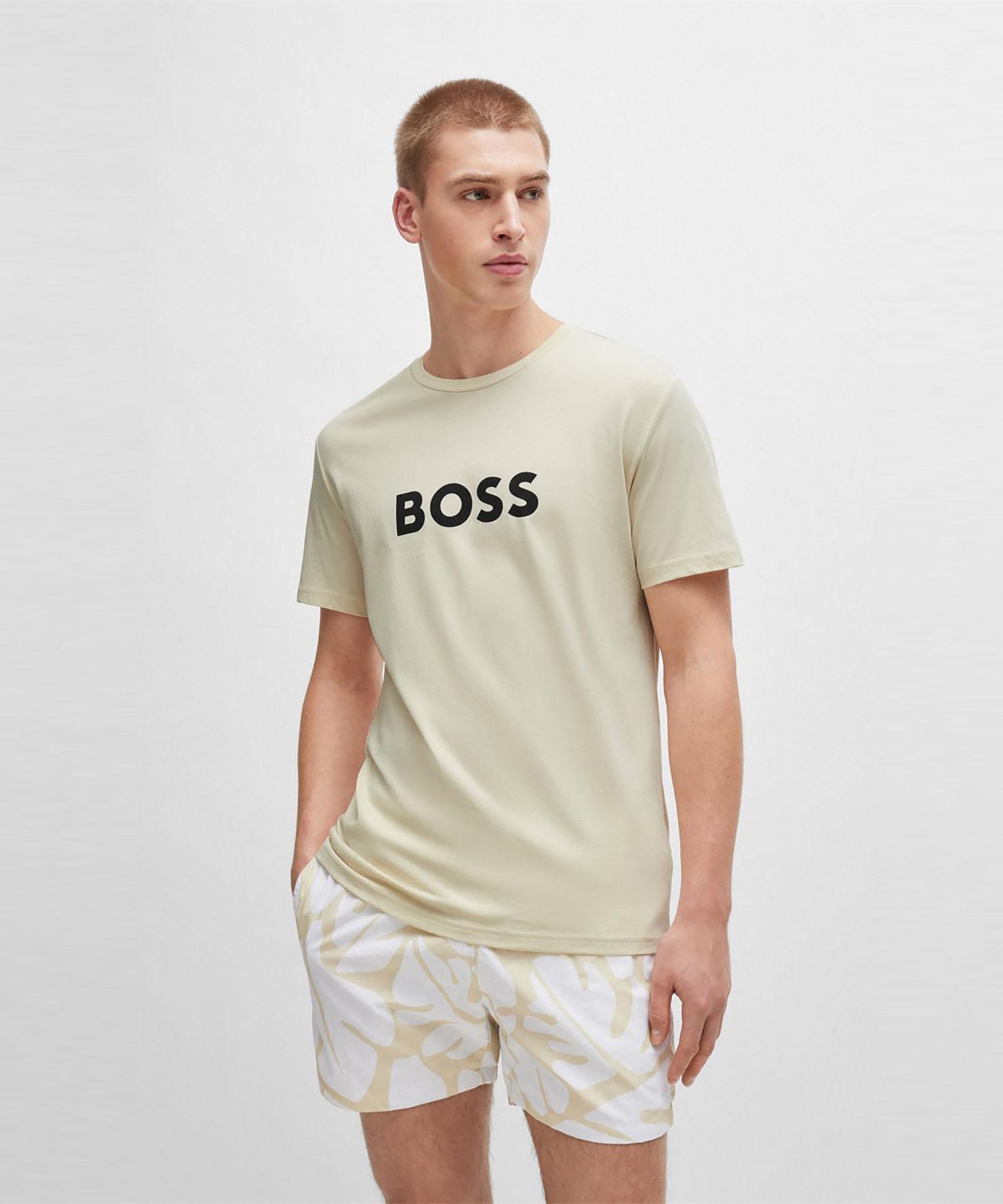 Boss Logo Short Sleeve T-Shirt Regular Fit 50503276_131 Light Beige/L