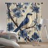 2PCS Digital Printed Curtains with Blue Flower Bird Design, Stylish Window Drapes for Living Room Bedroom Home Decoration