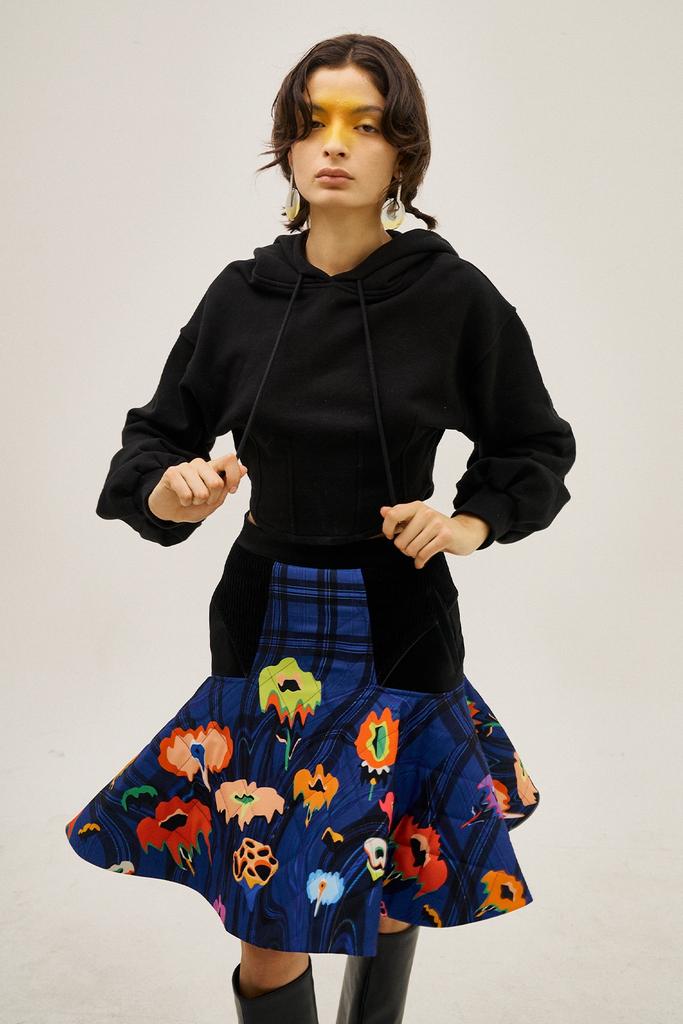 Greedius Blue Melting Flower Mermaid Mini-Skirt