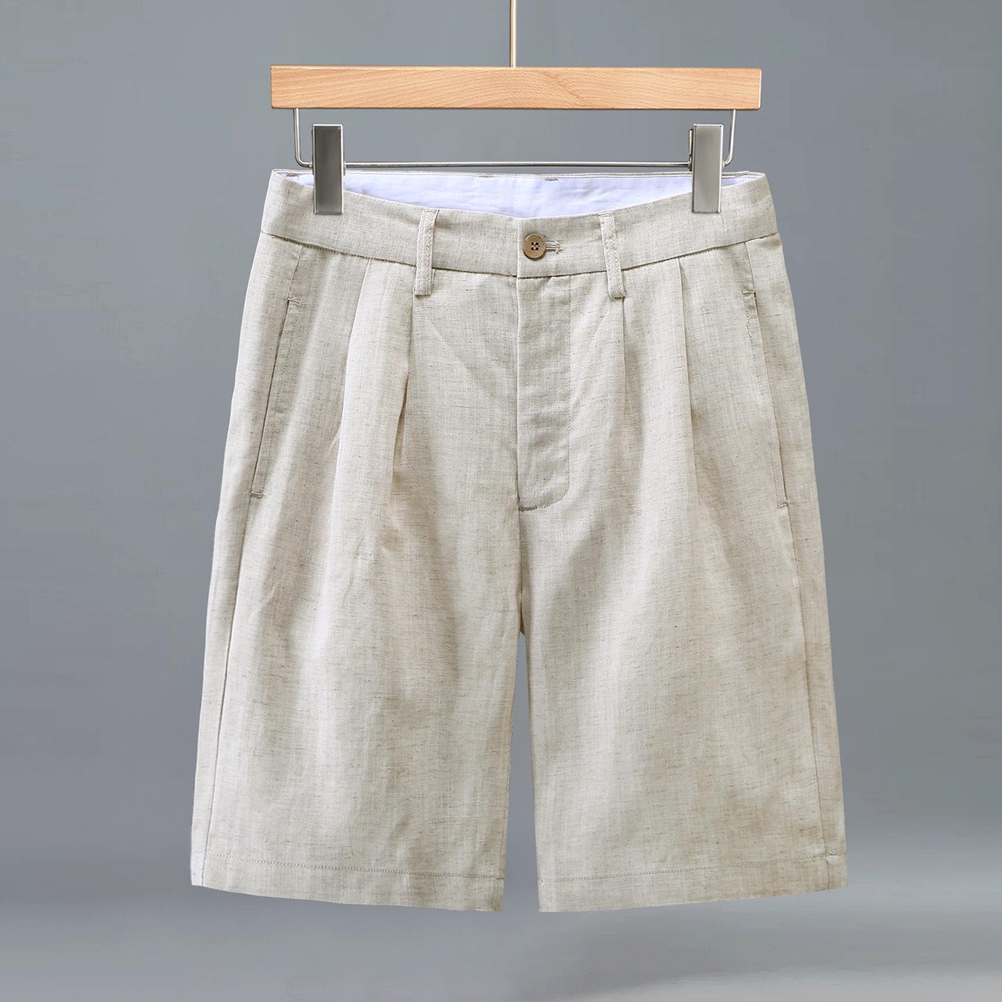 

Japanese Retro Tencel Linen Men s Summer Beach Shorts - Breathable, Loose Fit, Cool Five-Point Pants. XL бежевий/Лляний