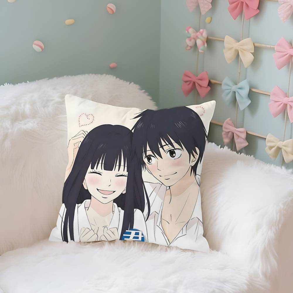 

Amine KKimi Ni Todoke Case Plush Fabric Soft Pillowcase Double Sided Print Cushion Cover Household Gifts 40x40CM(16x16in)