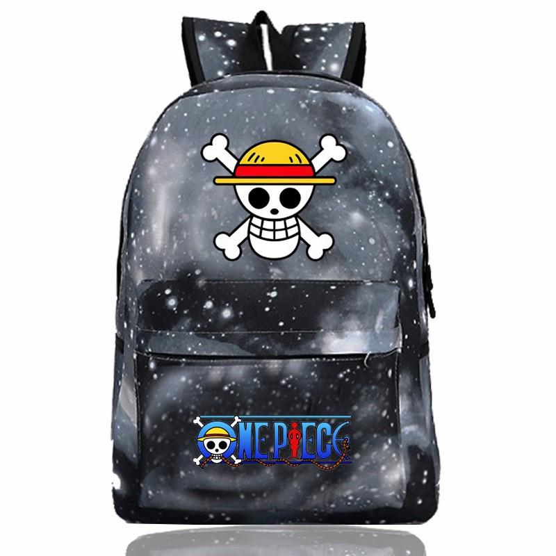 One Piece Anime School Backpack Kids Lightweight Ergonomic Dual-Shoulder Bag With Geometric Print Oxford Fabric
