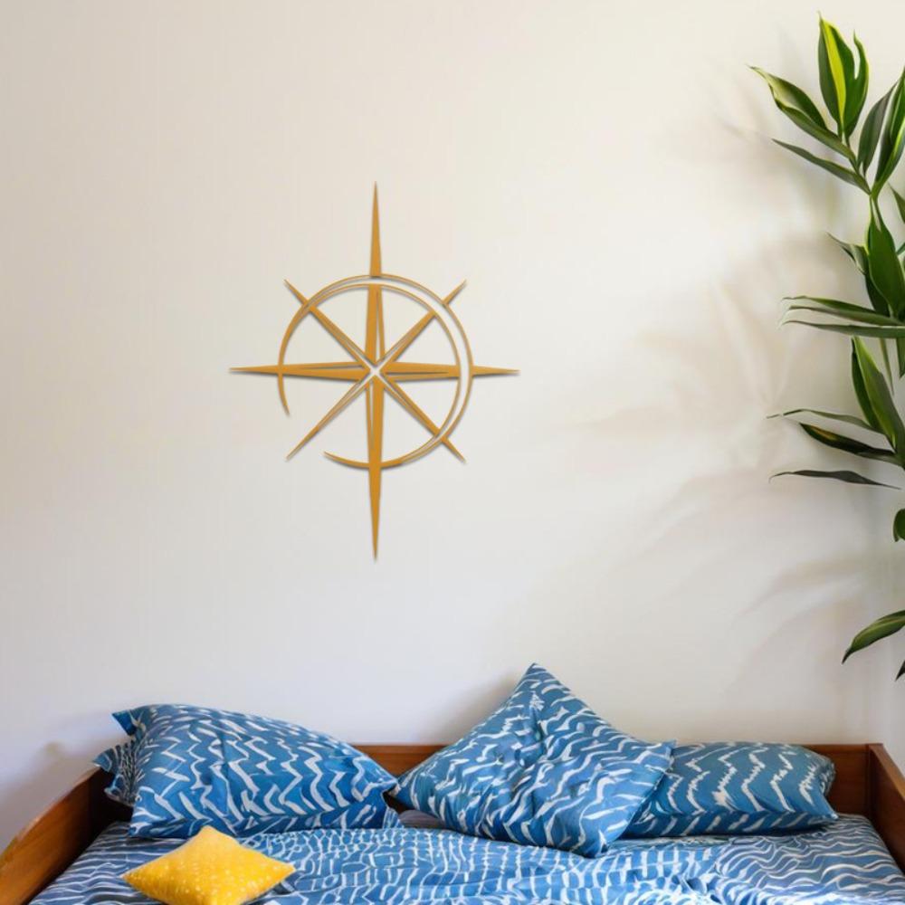 Wrought Iron Sunburst Wall Art 15.75 Inch Mid Century Modern Metal Star Sculpture Indoor Outdoor Hanging Minimalist Geometric Decor