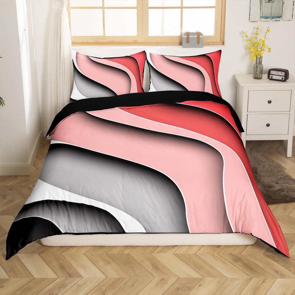 Hawaiian Beach Abstract Duvet Cover King Size Ocean Wave Set Gradient Stripe Bedding Modern Minimalist Room Decor 3 Piece Set
