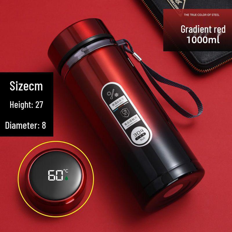 304 Stainless Steel Large-Capacity Insulated Water Cup with Smart Temperature Display and Handle
