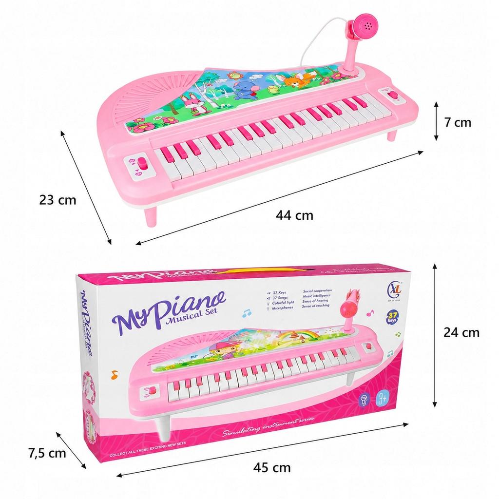 [PACZA] Tastiera mini pianoforte rosa per bambini con gambe, 37 tasti, N68