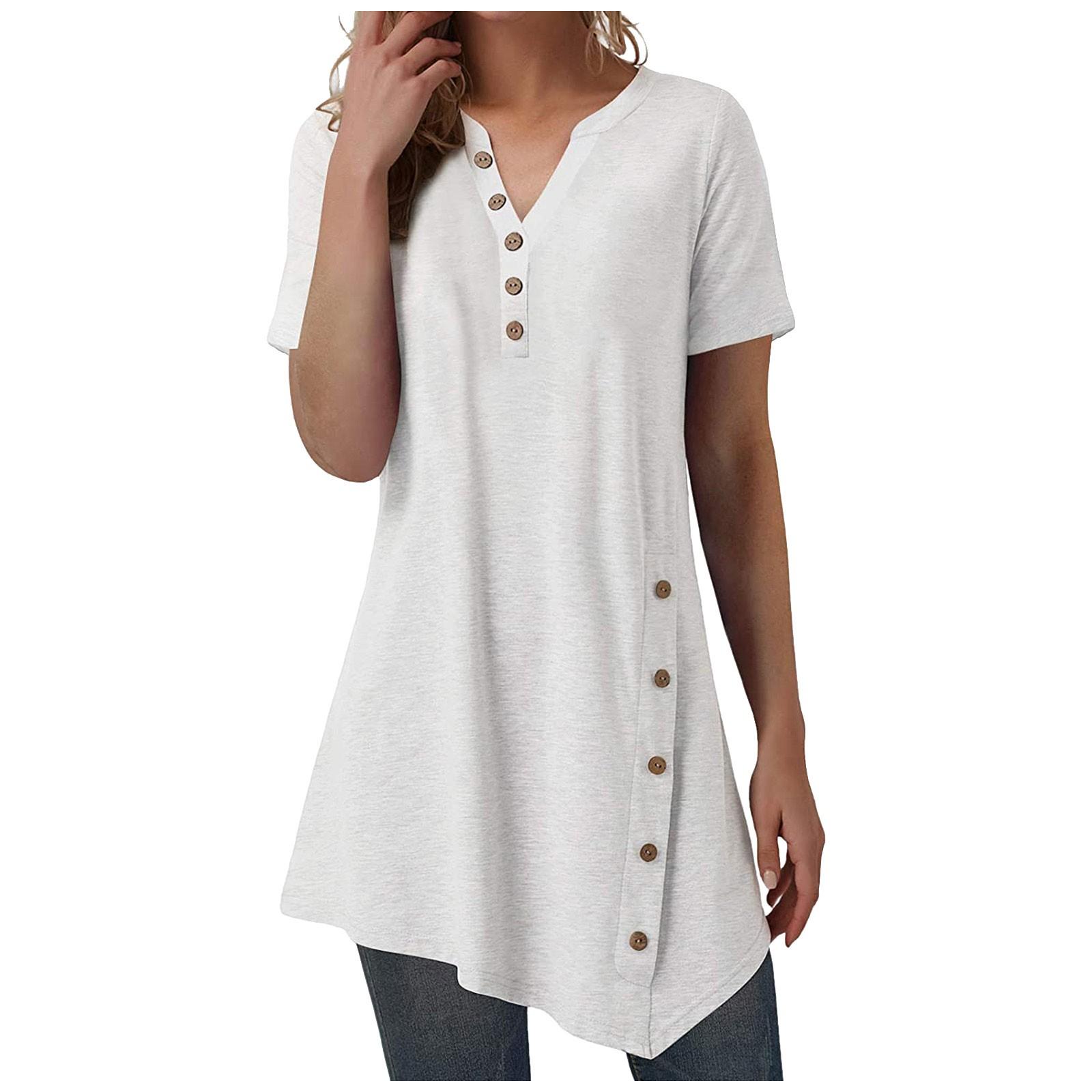 

Women s Casual Solid Color Tie Buckle Short-sleeved T-shirt Top S белый