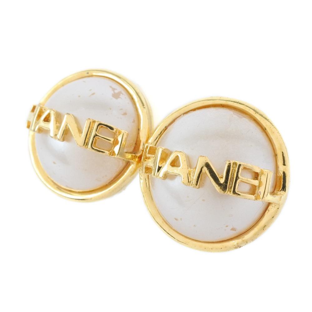 CHANEL Earring Plated Gold/Fake pearl 22.6g Women Used