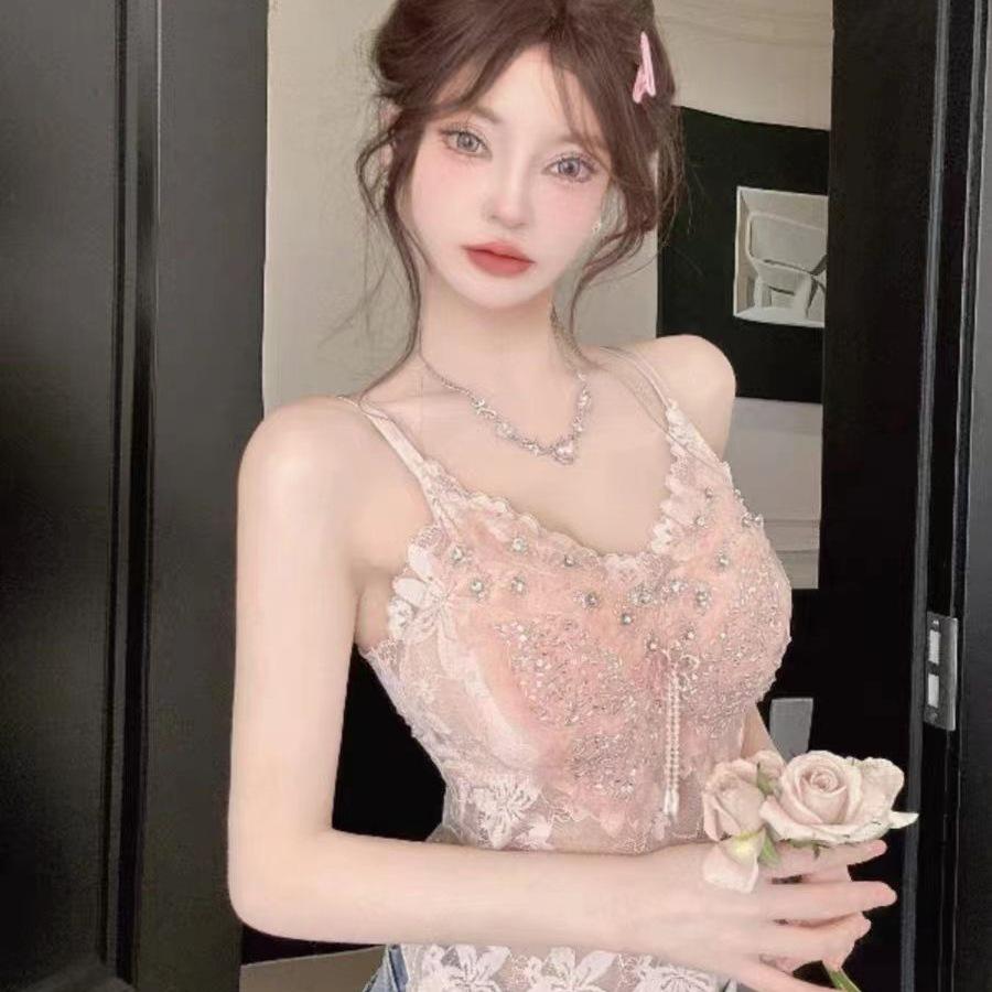 Stylish Summer Lace Beaded Camisole - Sexy Versatile Women's Bandeau Top