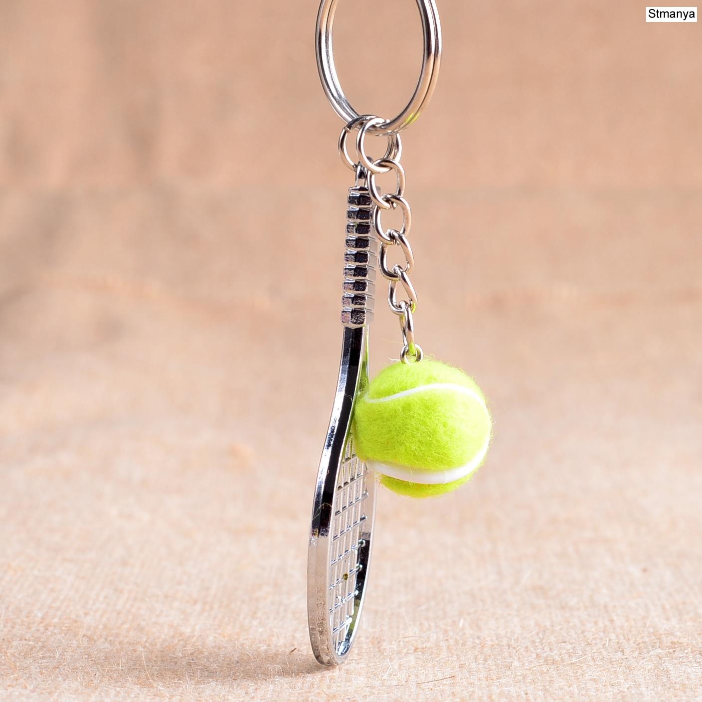 

Tennis Racket Keychain - Cute Sport Mini Keychain 6 Color Pendant Car Keyring Sports Key Chain Love Sports Gifts зелений