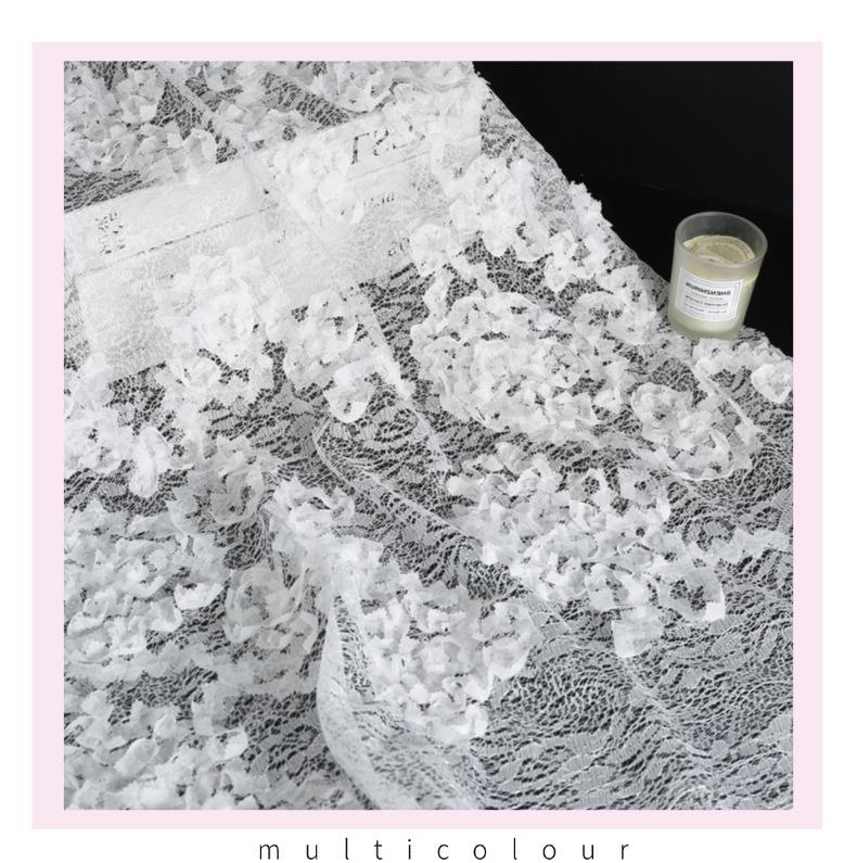 French 3D Petal Embroidery Lace Fabric for Wedding and Evening Gowns