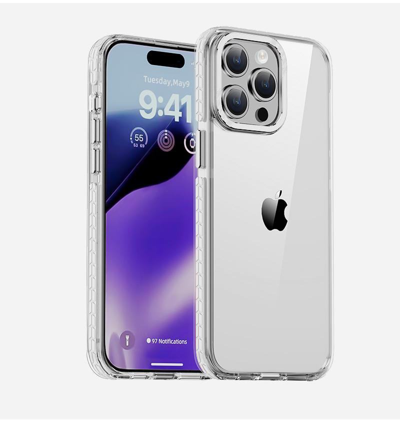 

Прозрачный акриловый чехол для телефона iPhone 15 ProMax 15 14 Pro Max Plus 14Pro противоударный бампер металлический защитный чехол для линз For iPhone 15 белый