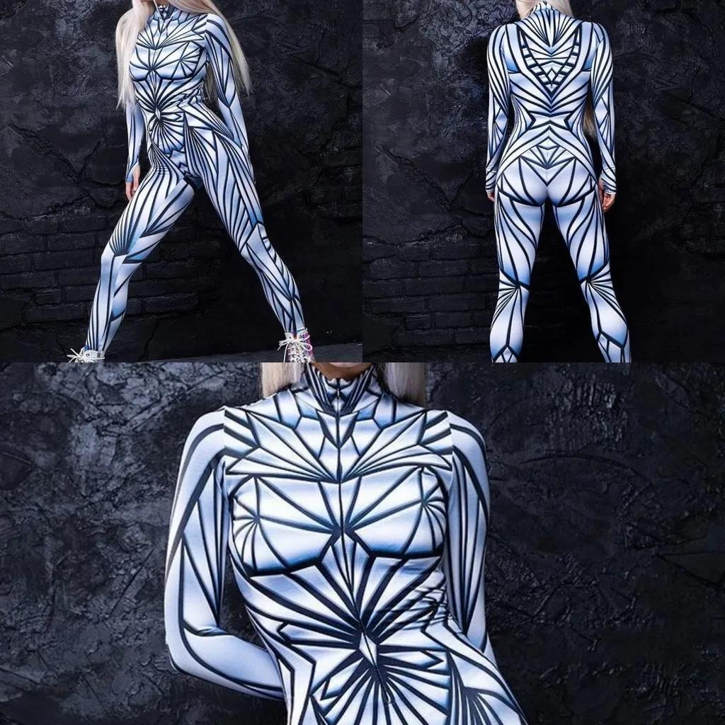 

3D цифровая печать сценические костюмы для взрослых Хэллоуин мероприятия карнавал тематическая вечеринка косплей костюм ролевые игры комбинезон Adults S