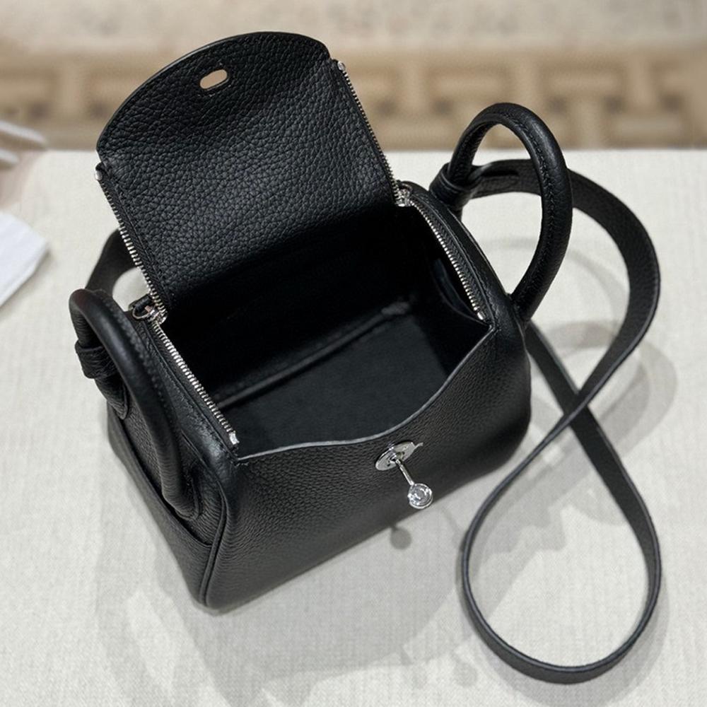 New Mini Lindy Bag 19cm (NO LOGO) Genuine Leather Boston Bag Real Cowhide Fashion Versatile Women Single Shoulder Crossbody Handbag