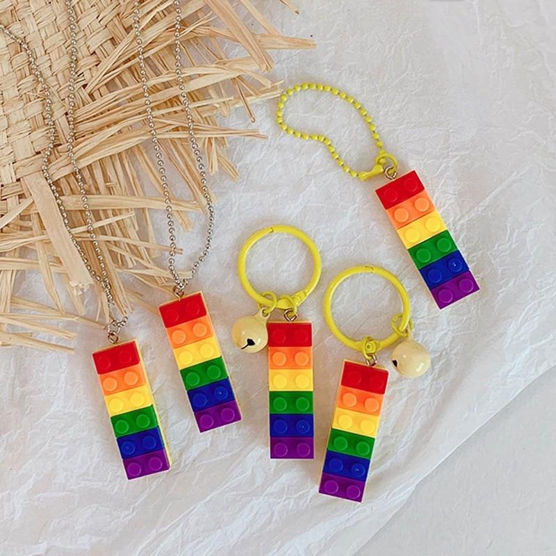 Buy Colorful Brick Figure Keychain Keyring DIY Educational Building ...