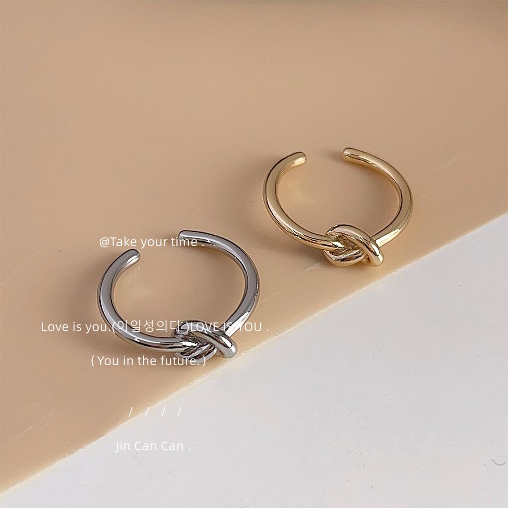 Cold Wind! Plated 14K Opening Adjustable Knot Ring, Personalized Ins Internet Celebrity Creative Index Finger Ring