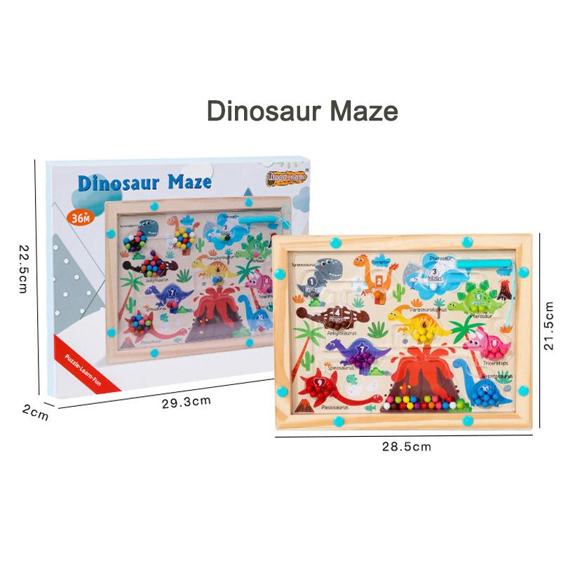 Magnetic Color & Number Maze Montessori Education Toys Board Pen Moving Bead Game Motor Skills Activities Wooden Toys Kids Gifts