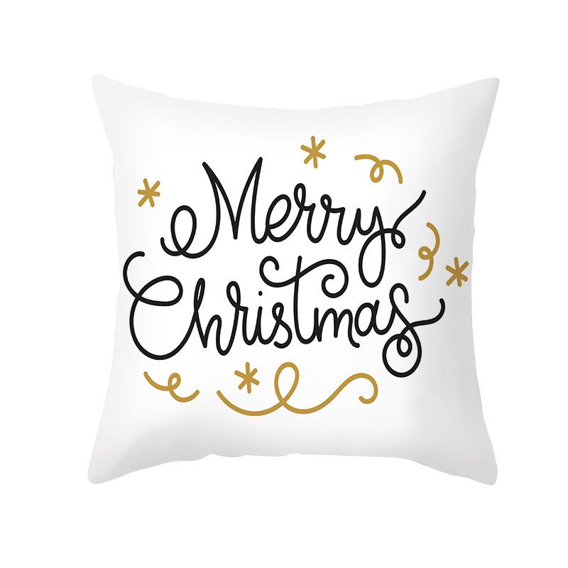 Christmas Pillow Cover Cartoon Letter Print Cushion Cover Office Sofa Pillow Cover Home