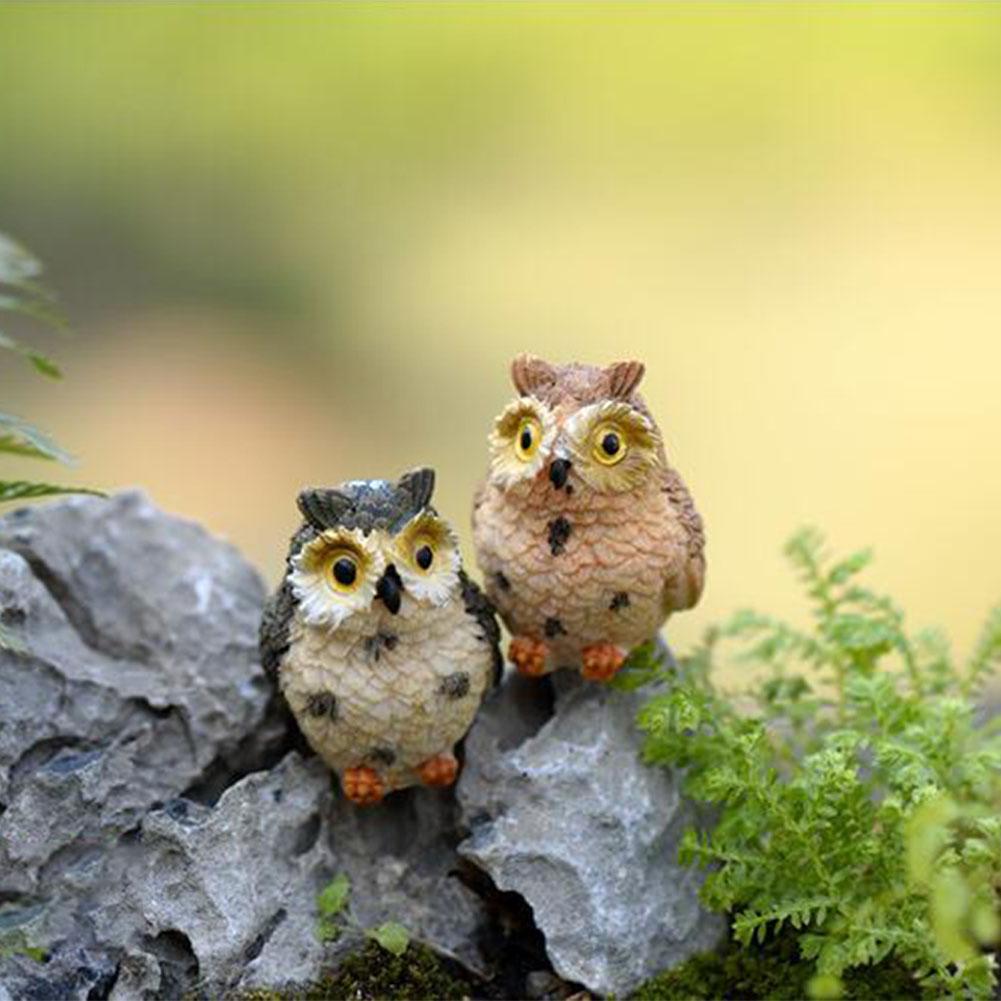 Mini Cute Cartoon Owl Shape Adornment for Plant Pots Fairy Garden Decor Ornament