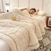 Double Sided Carved Velvet Autumn Winter Bed Blanket Luxury Thickened Warm Plush Sofa Throw Blanket Solid Color Fleece Blankets
