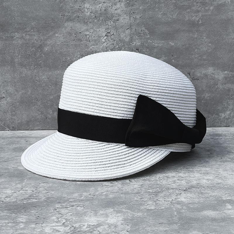 Face Small Age-Reducing Bow Dome Straw Cap Women'S Summer Straw Hat Travel Sun Protection Shade Baseball Hat