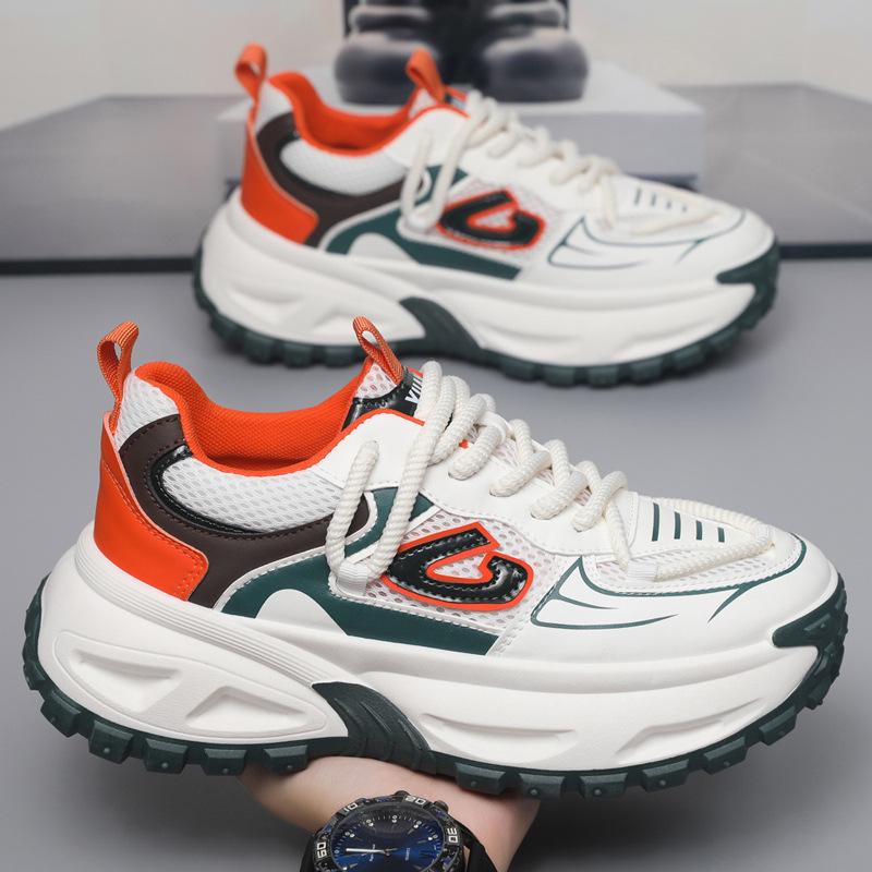 Men's Trendy Thick Sole Breathable Mesh Shoes - Light Luxury Autumn Style