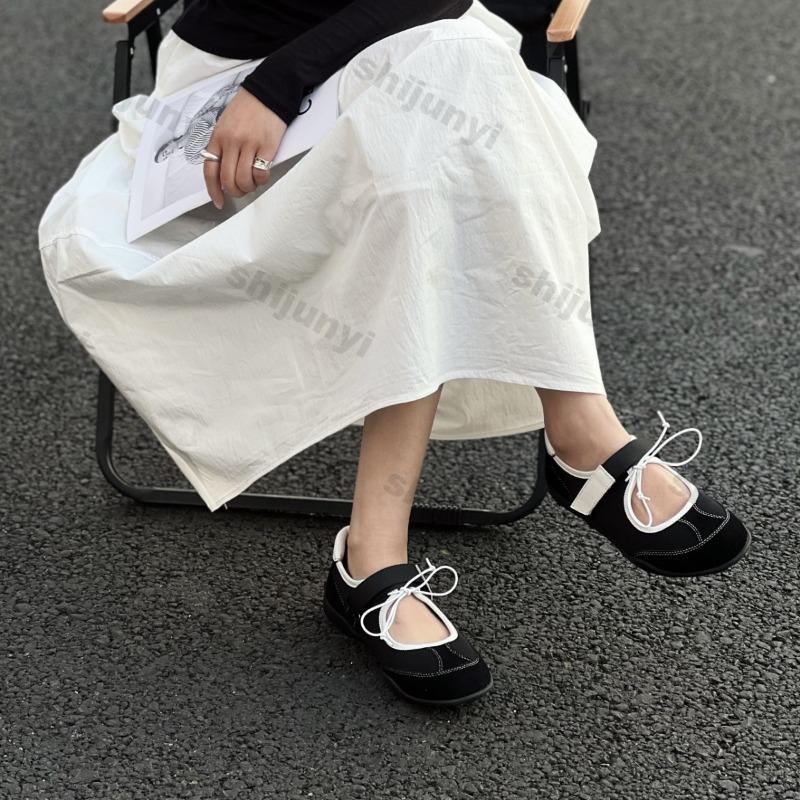 Fashion Women's Casual Flats 2025 Summer New Breathable Lightweight Comfortable Mary Jane Shoes Non Slip Fashion Cross Tied Ballet Shoes