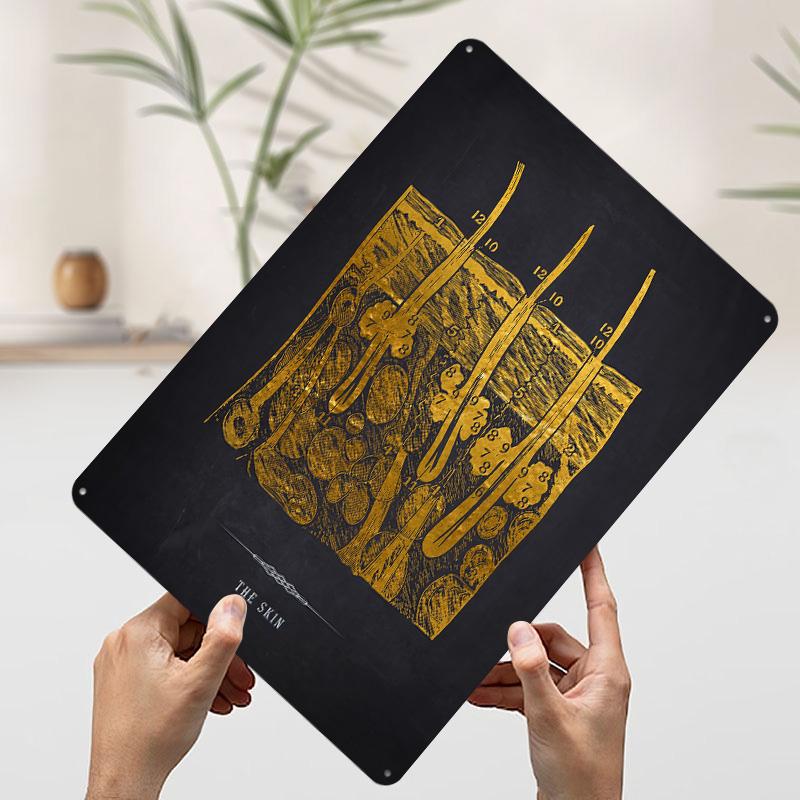 

Gold Skin Anatomy Poster Customized Wall Art Vintage Metal Signs Retro Tin Plaque for Man Cave Setup Decorations Office Decor 7.9x11.8In(20x30cm)