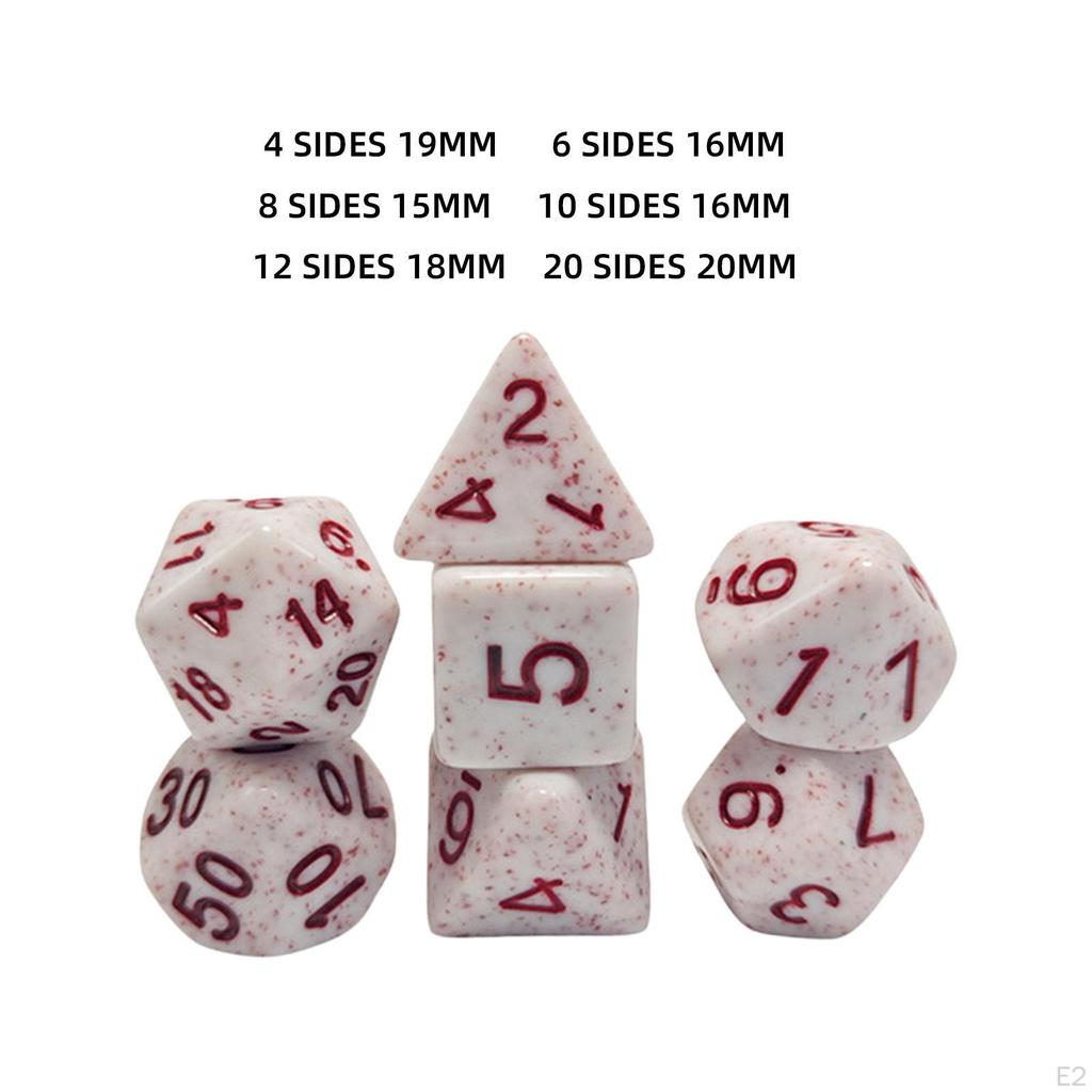 7 Pieces Multi Sided Game Dices, Dice Set Math Teaching Toys Party Favors D20 D12 D10 D8 D6 D4