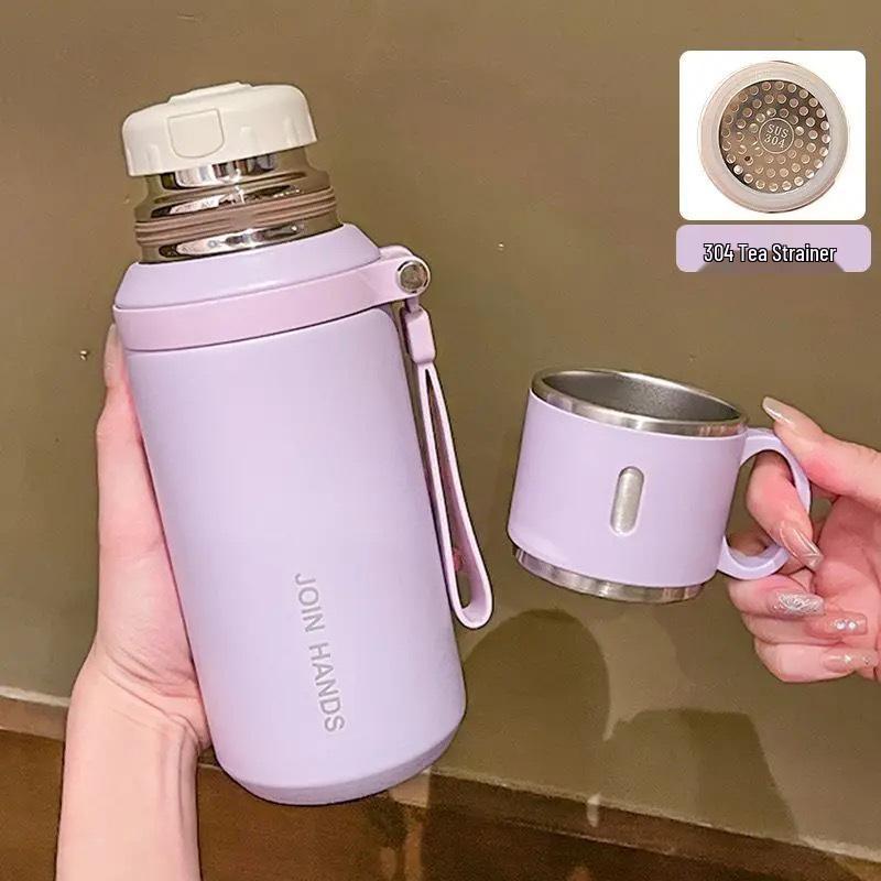 Premium 316 Stainless Steel Thermal Mug with Tea Separation, Large Capacity & Portable Handle