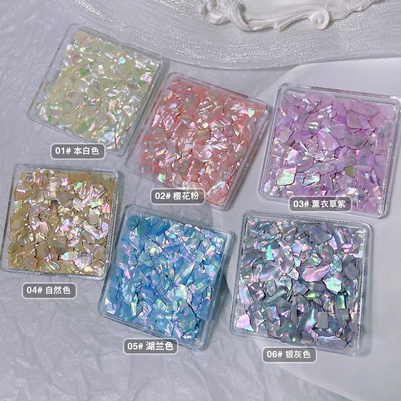 Nail Art Symphony Abalone-Muschelblatt, fein poliert, mittlere Größe, Farbe, ultradünn, Aurora Symphony, natürliche Muschel-Pailletten-Dekoration