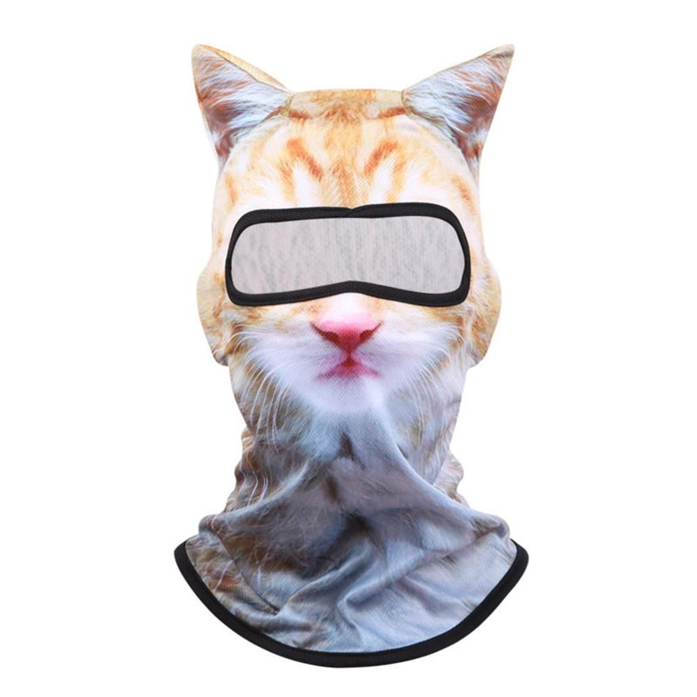 3D Cat Balaclava Cute Animal Print Balaclava with Ears Motorcycle Head Cover Multi-Function Full Face Hood Mask Cycling Headgear
