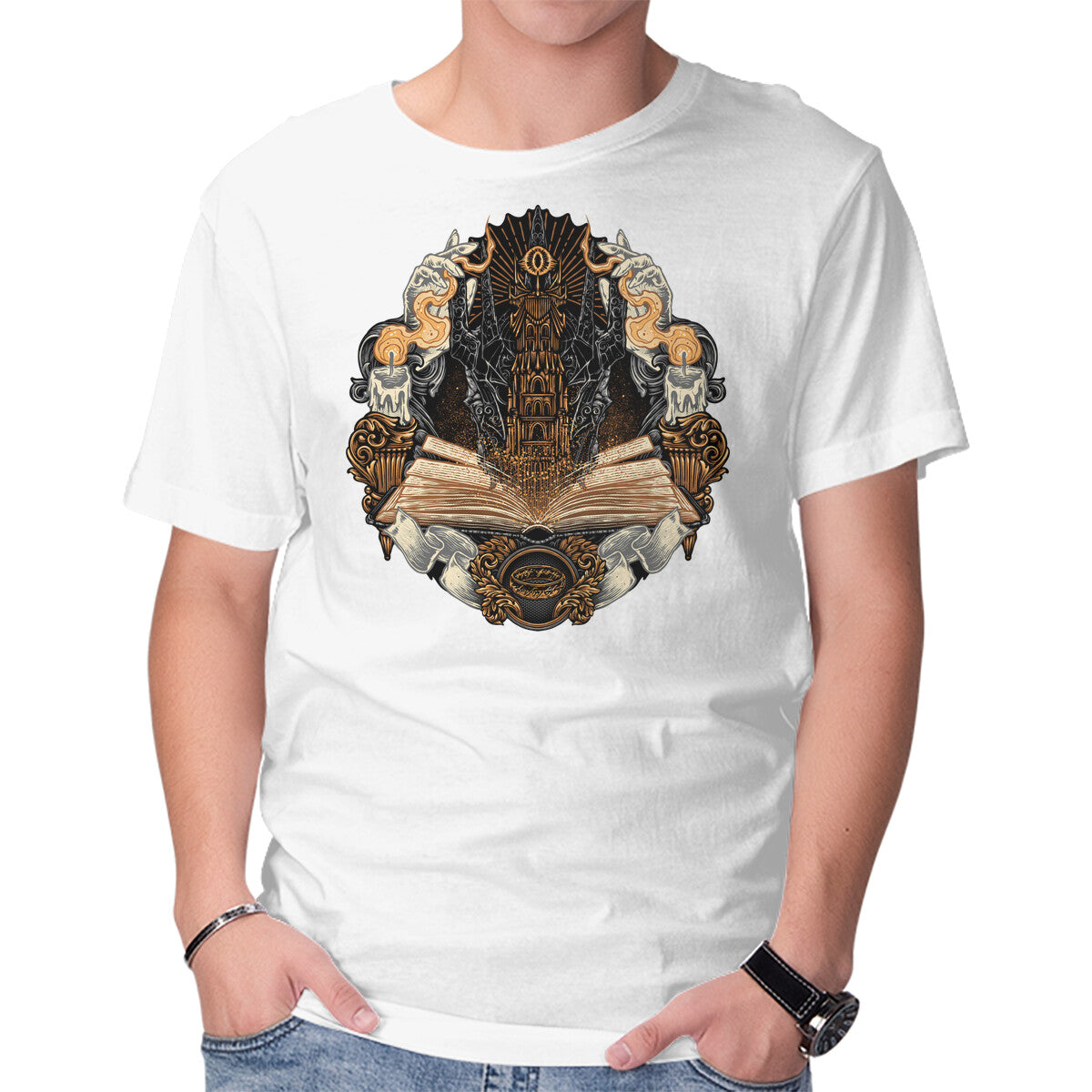 Unisex Crew Neck T-Shirt Story Of Shadows And Power Graphic Short Sleeve Casual Tee XS