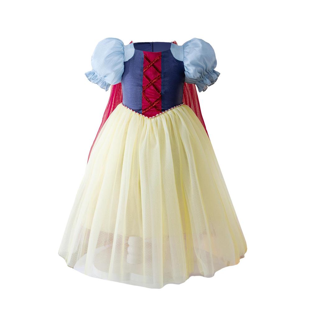 Hot Sale Snow White Princess Puff Sleeve Mesh Cape Lolita Girls Dress