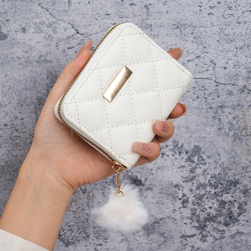 Ladies short purse   diamond embroidered iron hanging hair ball coin purse card leisure foreign trade package