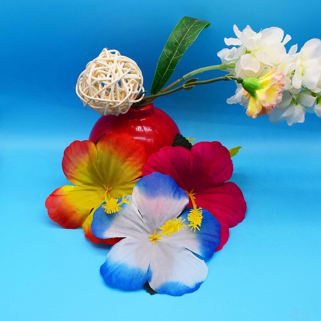 90 Pieces Hibiscus Flowers Hawaiian Hibiscus Flowers for Luau Tropical Jungle Party Tabletop Decoration, Assorted Color