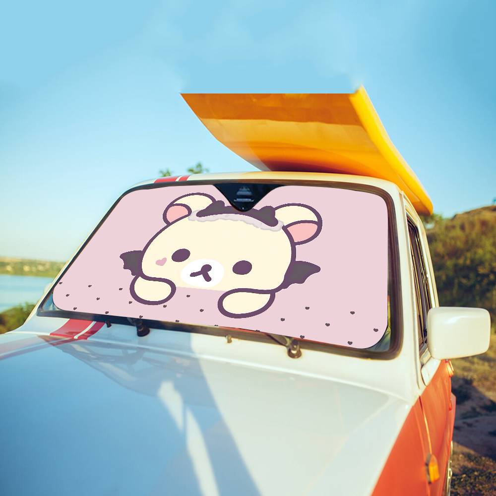 Popular Cute R-Rilakkuma Car Windshield Funny Sun Shade Foldable UV Ray Sun Visor Protector Sunshade For Front Window