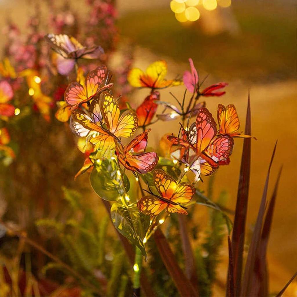 Solar Led Butterfly Flower Light Lights For Outdoor Garden Waterproof Lawn Ground Pathway Stake Lamp Decor Yard Ip65 Panel Fence