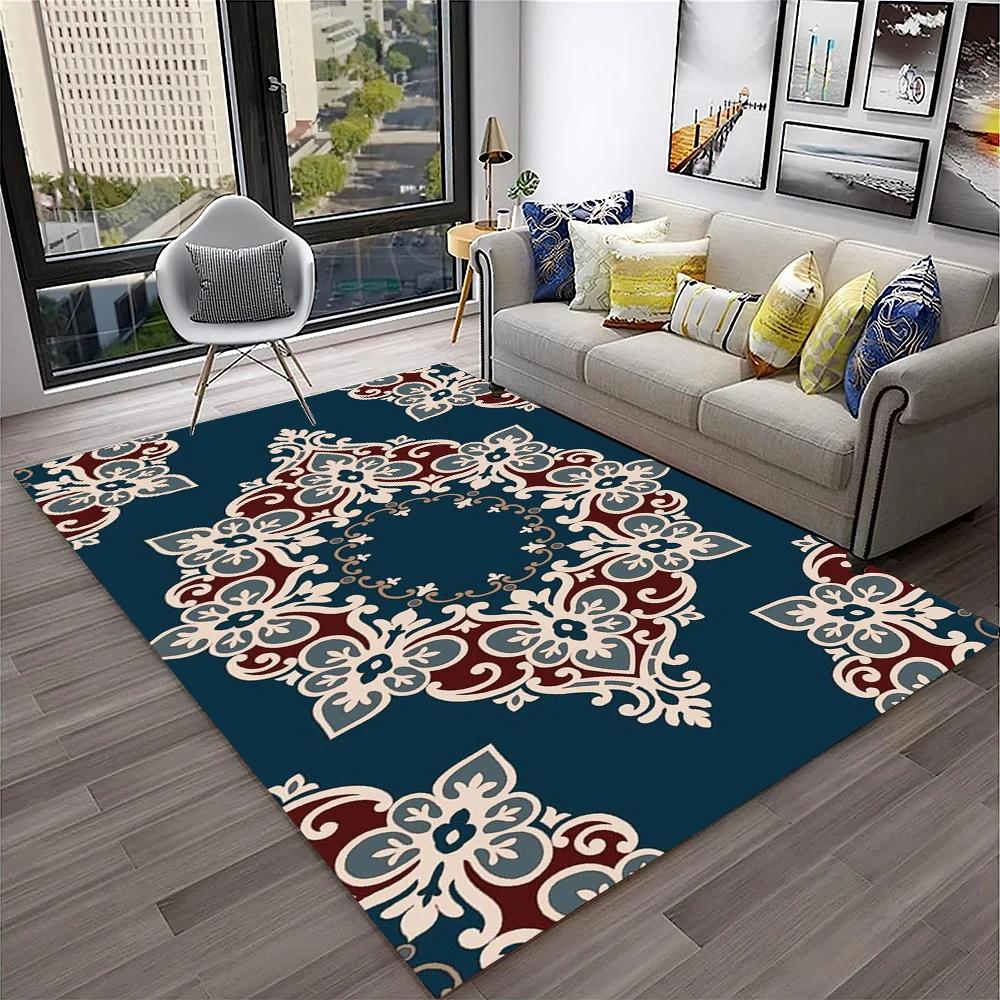 Persian Turkey Bohemian Flower Carpet Rug for Home Living Room Bedroom Sofa Doormat Kitchen Decor,Area Rug Non-slip Floor Mat