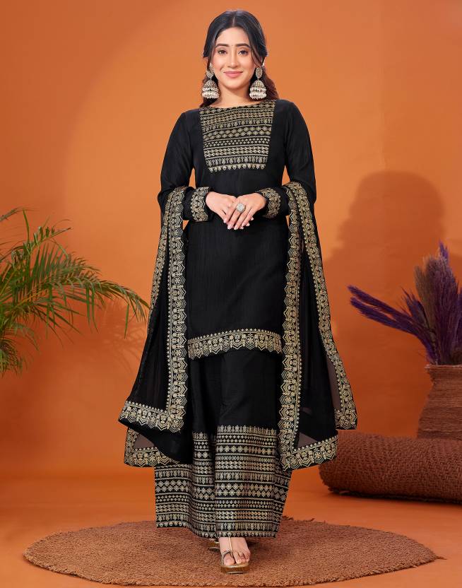 Damen Designer Rayon Kurta Sharara Dupatta Set Indische Partykleidung Top Tunika Kurti Kleid