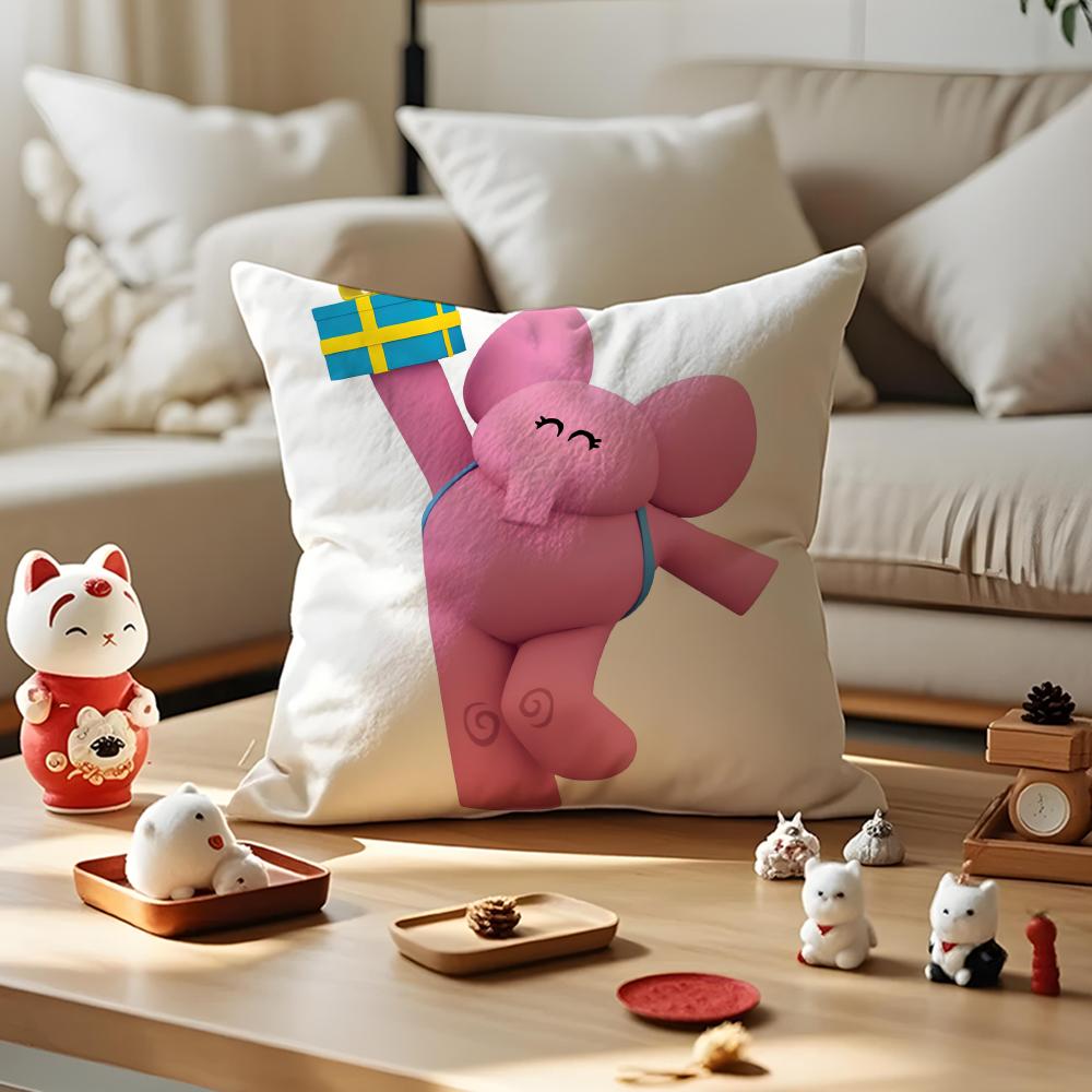Happy Birthday B-Boy-Girl-Pocoyo Kissenbezug Seidiger Kurzer Plüsch Versteckter Reißverschluss Staubdicht Sofakissenbezug Für Heimdekoration
