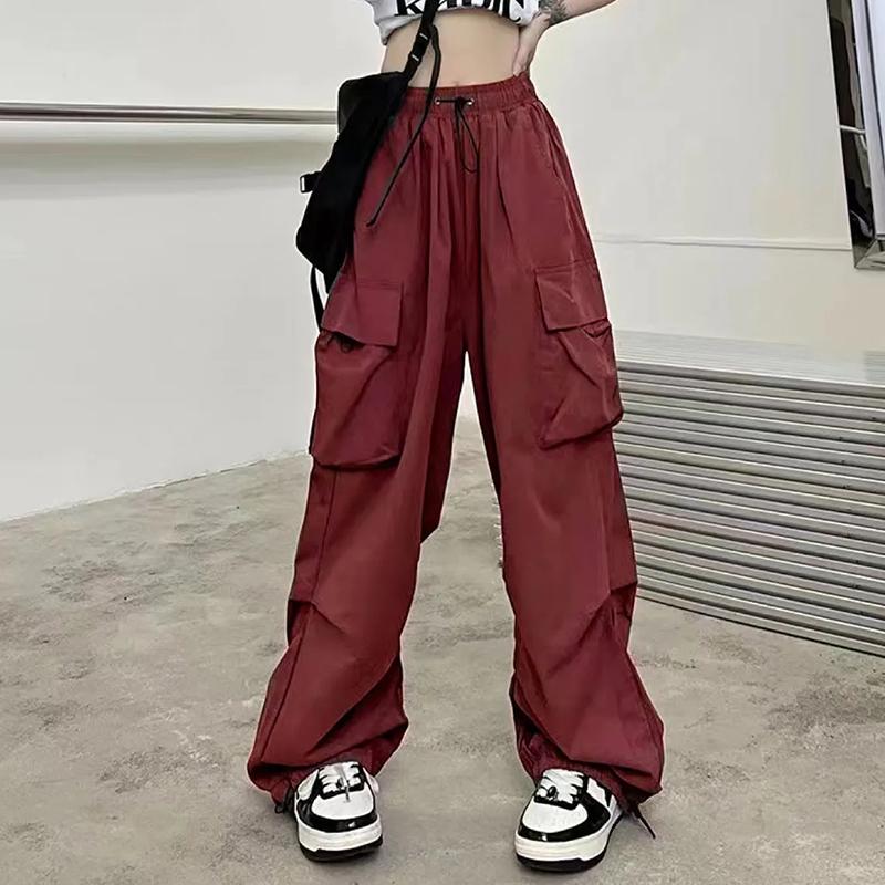 WTEMPO Solide Cargohose Damen Casual Baggy Lange Hose Frühling Herbst Streetwear Vintage Lose Paar Jogginghose