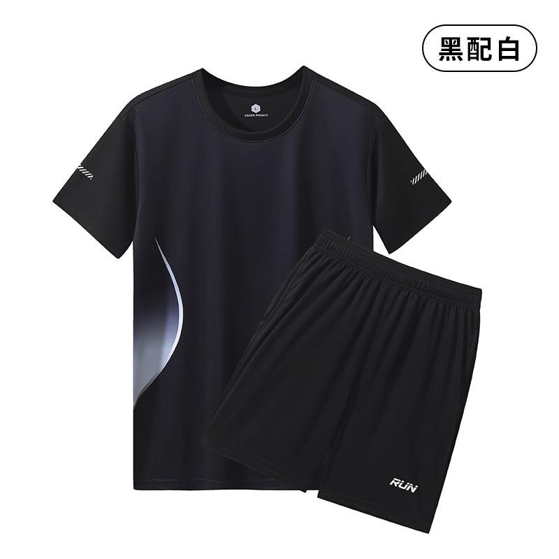 Mens Quick-Dry Sport Set Short Sleeve T-Shirt Shorts Athletic Wear Gym Running Badminton Casual