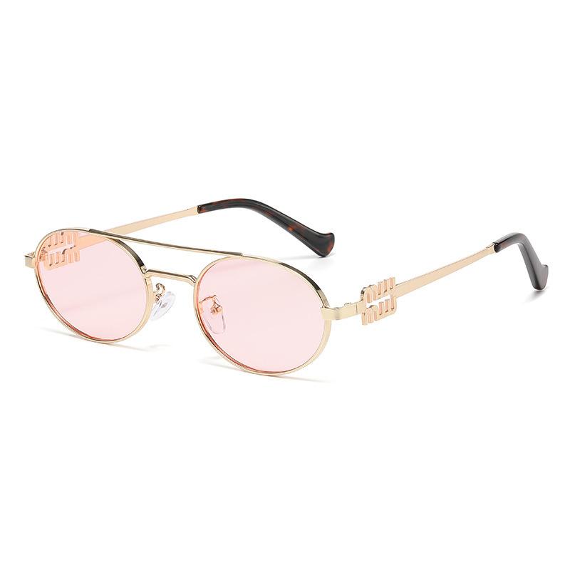 European and American 1111 small frame sunglasses sunglasses double beam oval sunglasses women's concave shape light luxury style