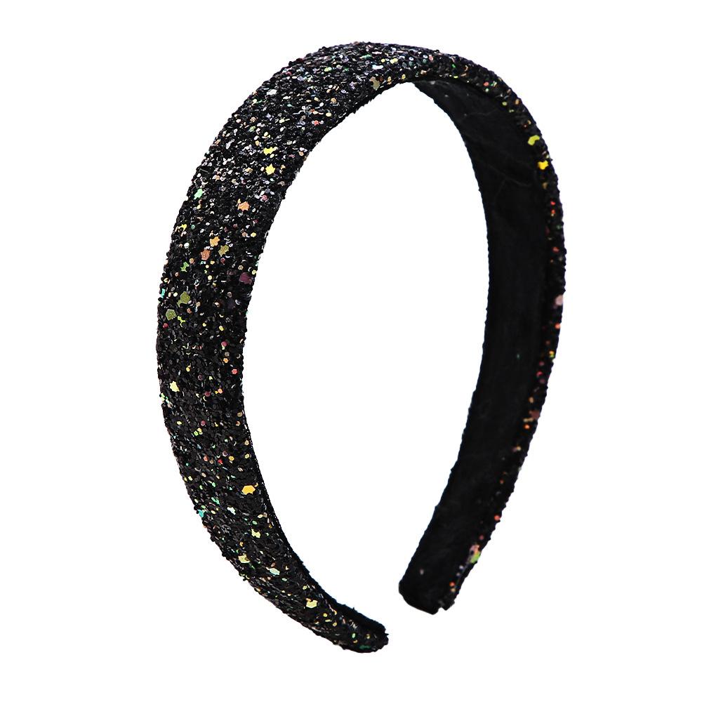 2,5 cm Glitter Hoofdbanden voor Meisjes Prinses Sprankelende Brede Hoofdband Kinderen Leuke Accessoires Kinderen Dikke Sprankelende Bling Haarband black