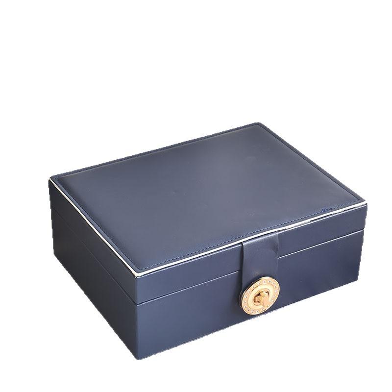 Jewelry Storage Box PU Leather Necklace Jewelry Packaging Premium Gift Lock Jewelry Box