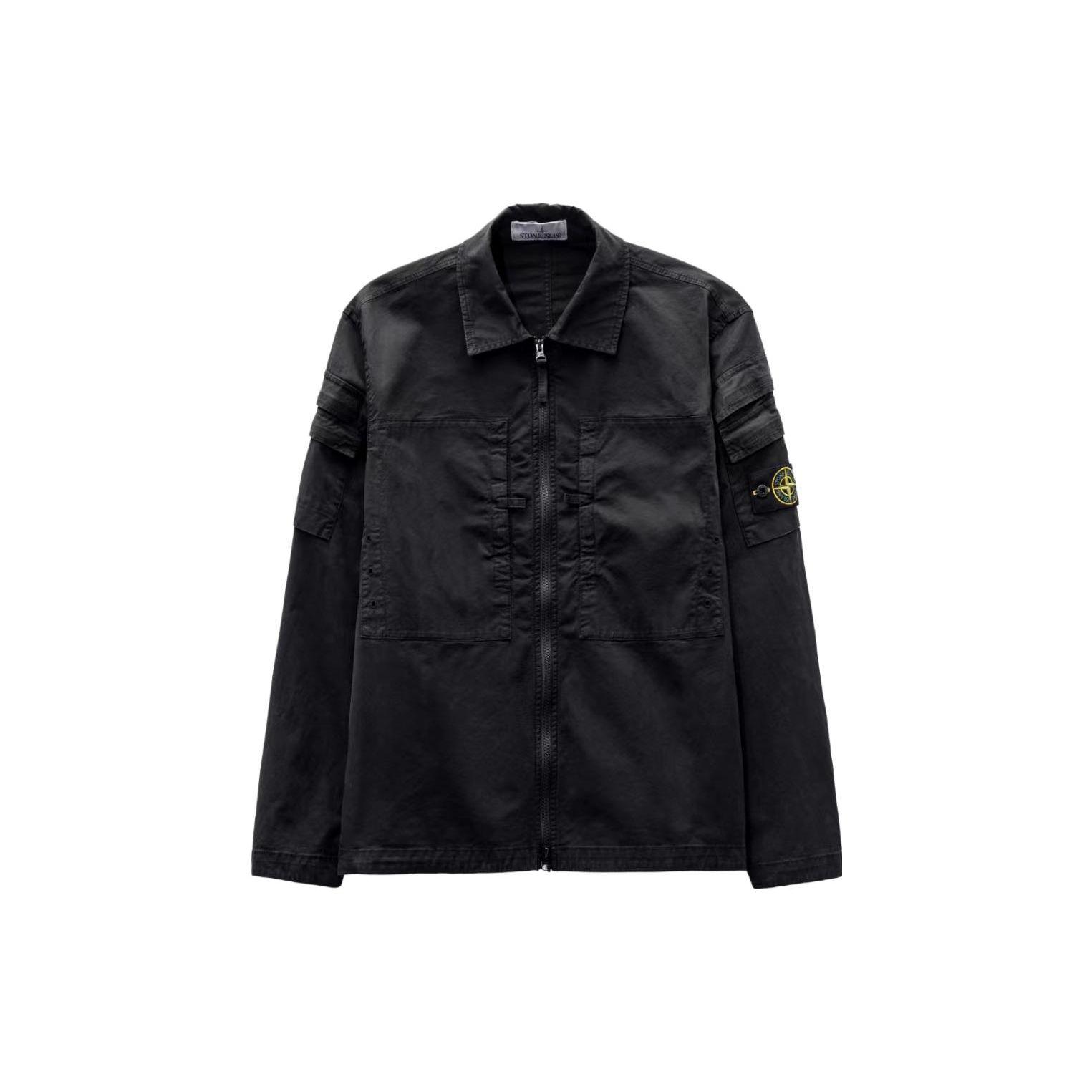

Stone Island Stretch Overshirt Black Men Tops 791510610-V0029 L