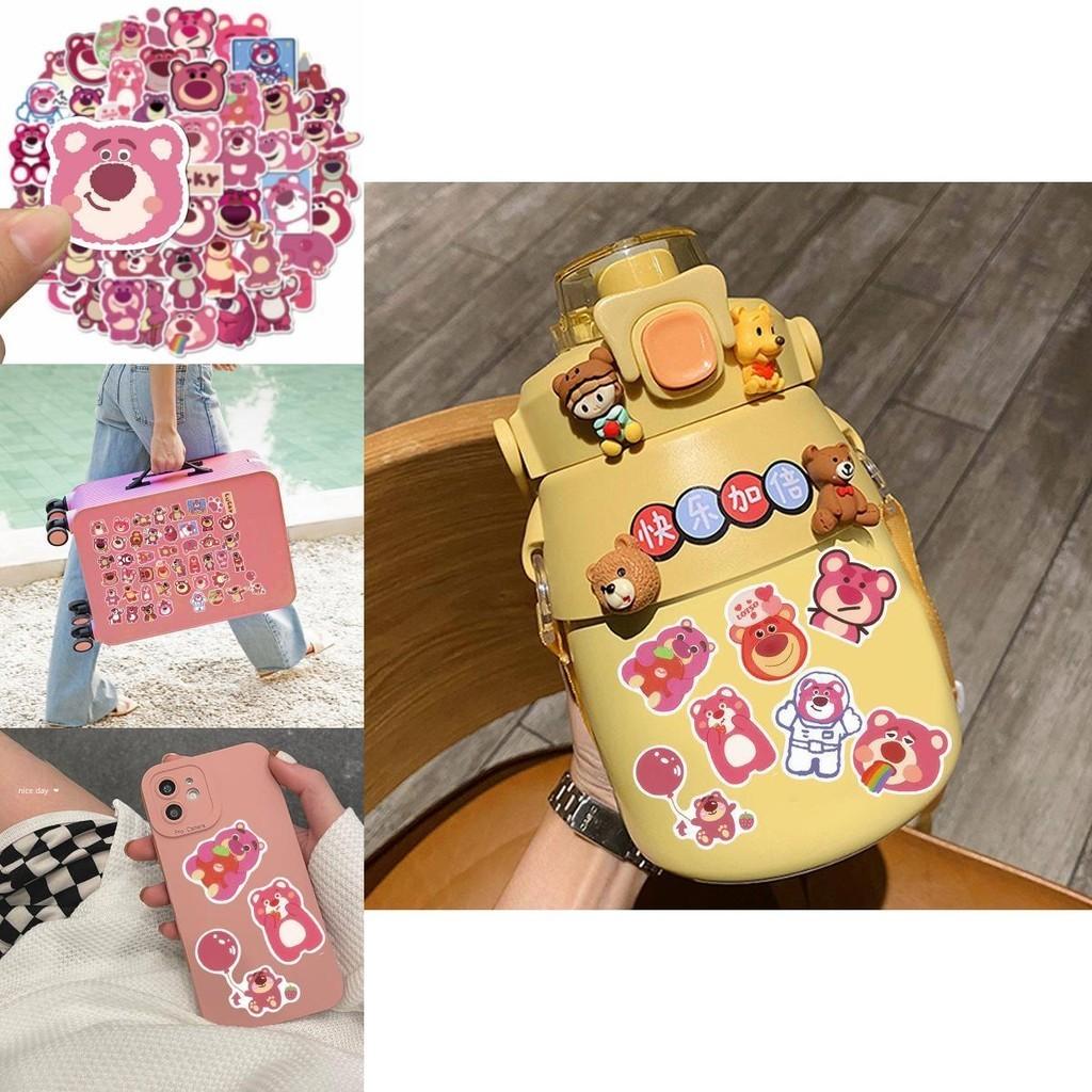 Cute Strawberry Bear Stickers 50 Adorable Cartoon Waterproof Decals For Luggage Notebook And Water Bottle